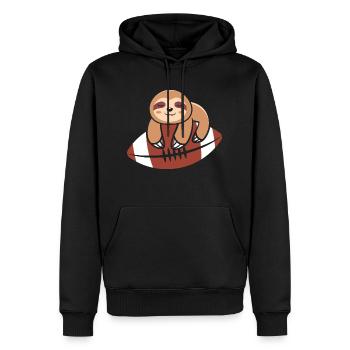 Lazy - Men’s Premium Organic Hoodie - black - Front - Nico (187cm)