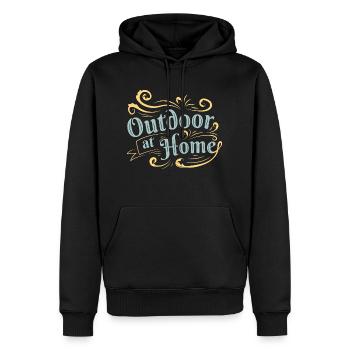Outdoor at home - Männer Premium Bio Hoodie - Schwarz - Vorne - Nico (187cm)