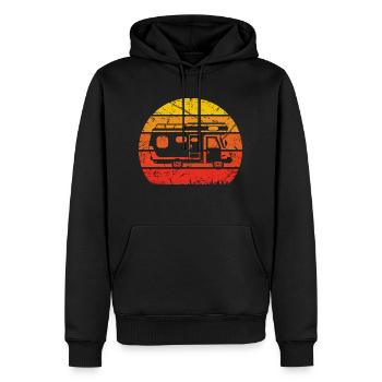 Vintage Sonne und Camping - - Männer Premium Bio Hoodie - Schwarz - Vorne - Nico (187cm)