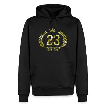 23 Couronne numérique - Sweat à capuche Premium bio Homme - noir - Devant - Nico (187cm)