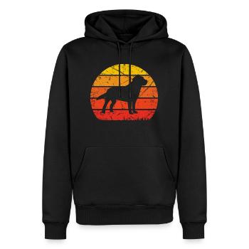 Vintage sun and dog - (do) - Men’s Premium Organic Hoodie - black - Front - Nico (187cm)