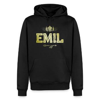 Emil - Männer Premium Bio Hoodie - Schwarz - Vorne - Nico (187cm)