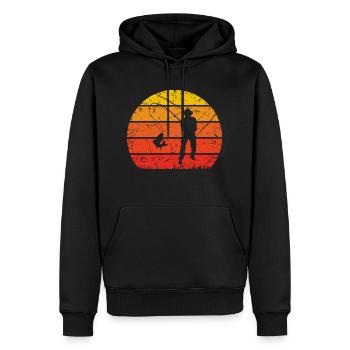 Vintage Sonne und Angeln - - Männer Premium Bio Hoodie - Schwarz - Vorne - Nico (187cm)