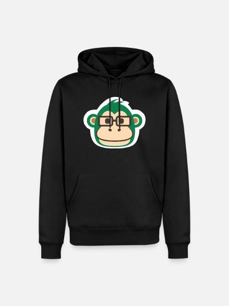 Affe Stickerart - Männer Premium Bio Hoodie - Schwarz