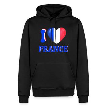 Ich liebe Frankreich Blau Weiß Rot Flagge Herz - Männer Premium Bio Hoodie - Schwarz - Vorne - Nico (187cm)