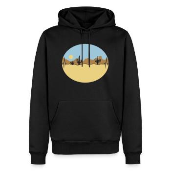 Fréquence Paysage désertique Silhouette - Sweat à capuche Premium bio Homme - noir - Devant - Nico (187cm)