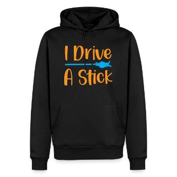 Ich fahre einen Stock - Halloween-Humor - Männer Premium Bio Hoodie - Schwarz - Vorne - Nico (187cm)