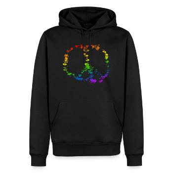Frieden Zeichnung Freiheit Regenbogen Farben 2 - Männer Premium Bio Hoodie - Schwarz - Vorne - Nico (187cm)