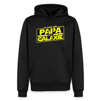 Le Meilleur Papa de la Galaxie - Sweat à capuche Premium bio Homme - noir - Devant - Nico (187cm)