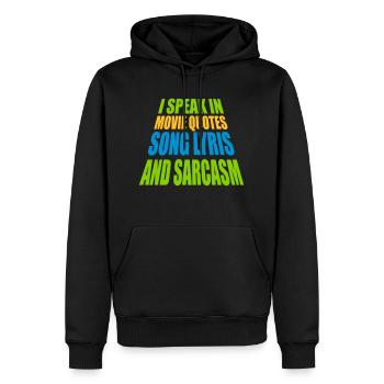parler des paroles et du sarcasme - Sweat à capuche Premium bio Homme - noir - Devant - Nico (187cm)