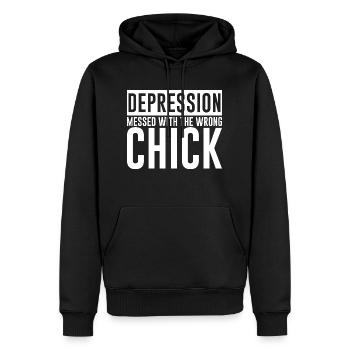 La dépression gâchée avec le mauvais poussin 2 - Sweat à capuche Premium bio Homme - noir - Devant - Nico (187cm)