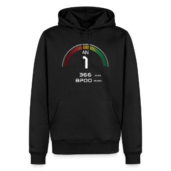 Anniversaire 1 an Compteur - Sweat à capuche Premium bio Homme - noir - Devant - Nico (187cm)