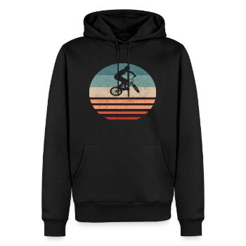 BMX Bike Descente Vintage - Sweat à capuche Premium bio Homme - noir - Devant - Nico (187cm)