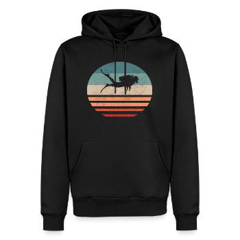 Plongeur Heartbeat Plongée Rétro Apnée - Sweat à capuche Premium bio Homme - noir - Devant - Nico (187cm)