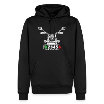 Moto italienne - Sweat à capuche Premium bio Homme - noir - Devant - Nico (187cm)