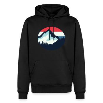 Berg Berge Wanderer Vintage - Männer Premium Bio Hoodie - Schwarz - Vorne - Nico (187cm)