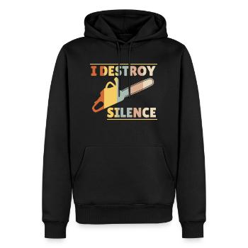 I Destroy Silence Chainsaw - Men’s Premium Organic Hoodie - black - Front - Nico (187cm)