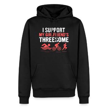 I Support My Girlfriend's Threesome Swim Cycle Run - Männer Premium Bio Hoodie - Schwarz - Vorne - Nico (187cm)