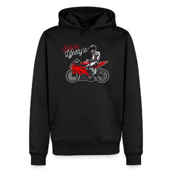 Moto Lifestyle / Moto / Moto motard - Sweat à capuche Premium bio Homme - noir - Devant - Nico (187cm)