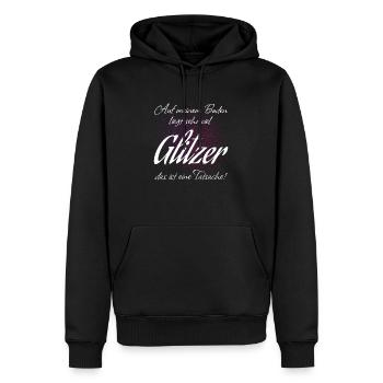 Glitzer liegt auf Boden Tatsachen Spruch Geschenk - Männer Premium Bio Hoodie - Schwarz - Vorne - Nico (187cm)