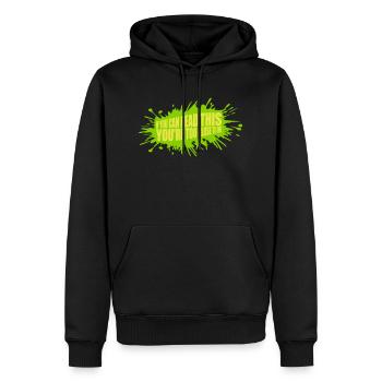 too close to me - Männer Premium Bio Hoodie - Schwarz - Vorne - Nico (187cm)