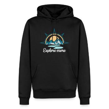 En savoir plus. Explorez davantage. randonnée, exploration, - Sweat à capuche Premium bio Homme - noir - Devant - Nico (187cm)