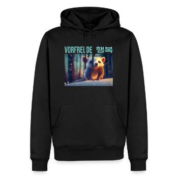 Adorable racoon in the snow - Men’s Premium Organic Hoodie - black - Front - Nico (187cm)