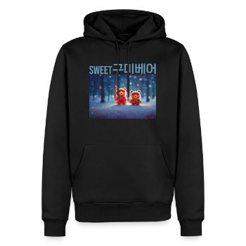 Süße süße rote Gummibärchen im Schnee - Männer Premium Bio Hoodie - Schwarz - Vorne - Nico (187cm)