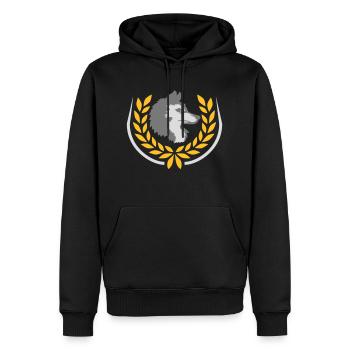 Lorbeerkranz Böser Wolf Logo - Männer Premium Bio Hoodie - Schwarz - Vorne - Nico (187cm)