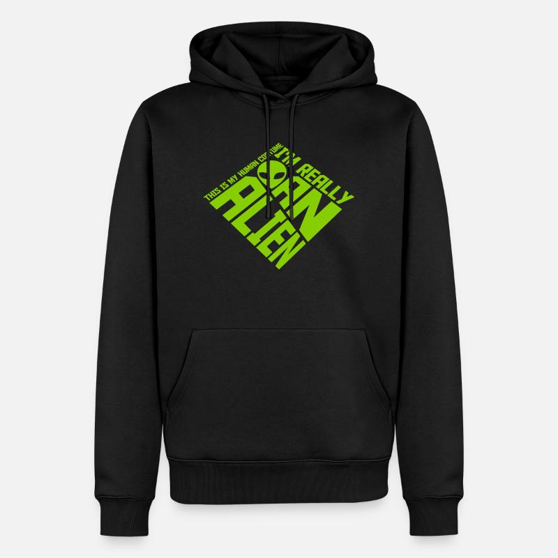 Citation extraterrestre de costume humain - Sweat à capuche Premium bio Homme - noir
