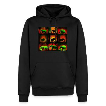 Elephants Pattern Design - Red/Green - Men’s Premium Organic Hoodie - black - Front - Nico (187cm)