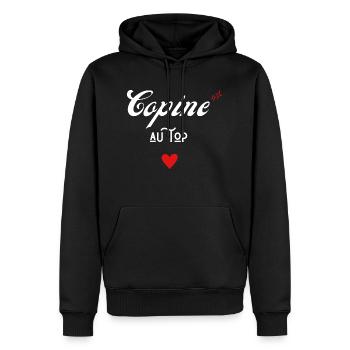 copine au top idée cadeau - Sweat à capuche Premium bio Homme - noir - Devant - Nico (187cm)