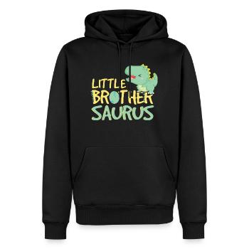 Little Brother Saurus Cracking Egg - Men’s Premium Organic Hoodie - black - Front - Nico (187cm)