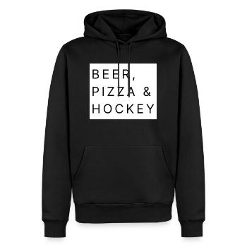 BEER, PIZZA, HOCKEY - Männer Premium Bio Hoodie - Schwarz - Vorne - Nico (187cm)