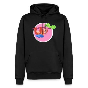 Paresseux rose - Sweat à capuche Premium bio Homme - noir - Devant - Nico (187cm)
