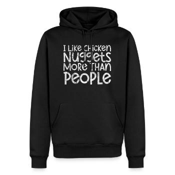 J’aime les pépites de poulet plus que les gens 3 - Sweat à capuche Premium bio Homme - noir - Devant - Nico (187cm)