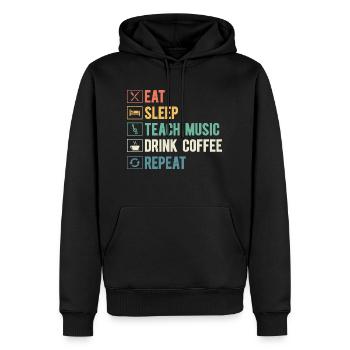 Manger dormir Enseigner Musique Boire Café Répéter l’école - Sweat à capuche Premium bio Homme - noir - Devant - Nico (187cm)