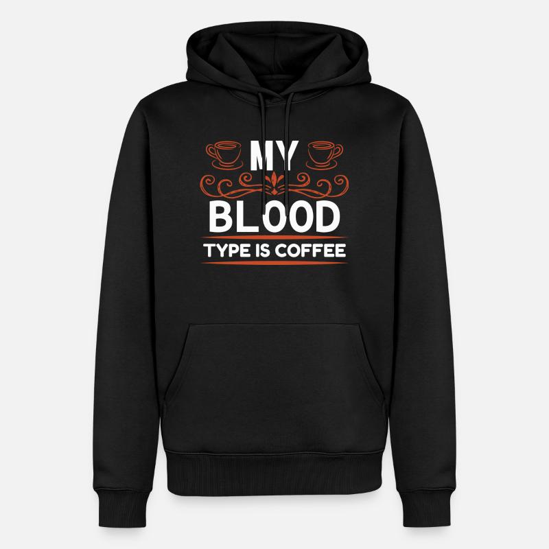 Mon groupe sanguin est café - Sweat à capuche Premium bio Homme - noir