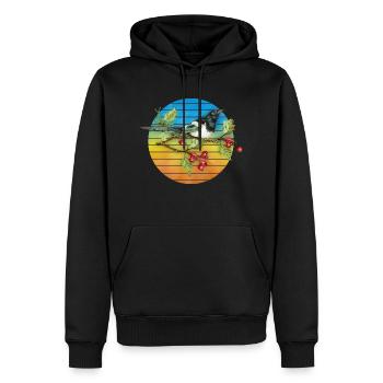 Bunter Vogel - Männer Premium Bio Hoodie - Schwarz - Vorne - Nico (187cm)