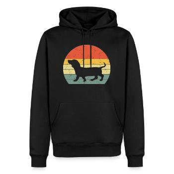 Dackel Dachshund Teckel Vintage Rétro - Sweat à capuche Premium bio Homme - noir - Devant - Nico (187cm)