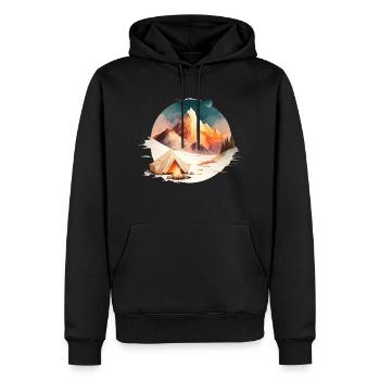 Tente et feu de camp en montagne pour les campeurs - Sweat à capuche Premium bio Homme - noir - Devant - Nico (187cm)
