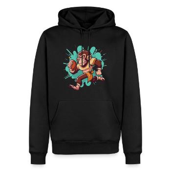 Super Bowl Monkey: Verspielter Football-Design-Druck! - Männer Premium Bio Hoodie - Schwarz - Vorne - Nico (187cm)