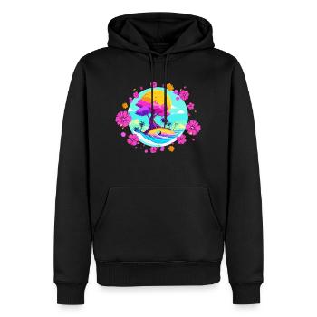 Pink blossom - Men’s Premium Organic Hoodie - black - Front - Nico (187cm)