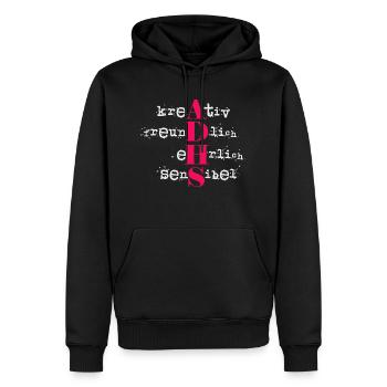 adhs - Männer Premium Bio Hoodie - Schwarz - Vorne - Nico (187cm)