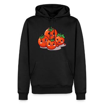 Famille tomates Kawaii - Sweat à capuche Premium bio Homme - noir - Devant - Nico (187cm)