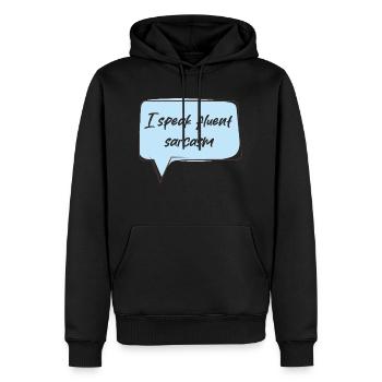 Je parle couramment le sarcasme - Sweat à capuche Premium bio Homme - noir - Devant - Nico (187cm)