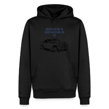 Erfolg durch Engagement und harte Arbeit - Männer Premium Bio Hoodie - Schwarz - Vorne - Nico (187cm)