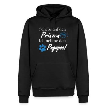 Scheiss auf den Prinzen, ich nehme den Pugapoo! - Männer Premium Bio Hoodie - Schwarz - Vorne - Nico (187cm)
