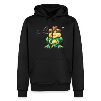 Grenouille au lasso - Sweat à capuche Premium bio Homme - noir - Devant - Nico (187cm)