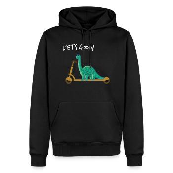 Niedlicher Dino Kleiner Dinosaurier Blau mit Roller - Männer Premium Bio Hoodie - Schwarz - Vorne - Nico (187cm)